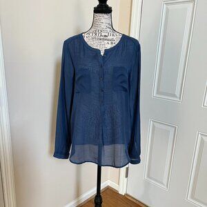 Ann Taylor Loft Blue Long-sleeve Blouse, Size M